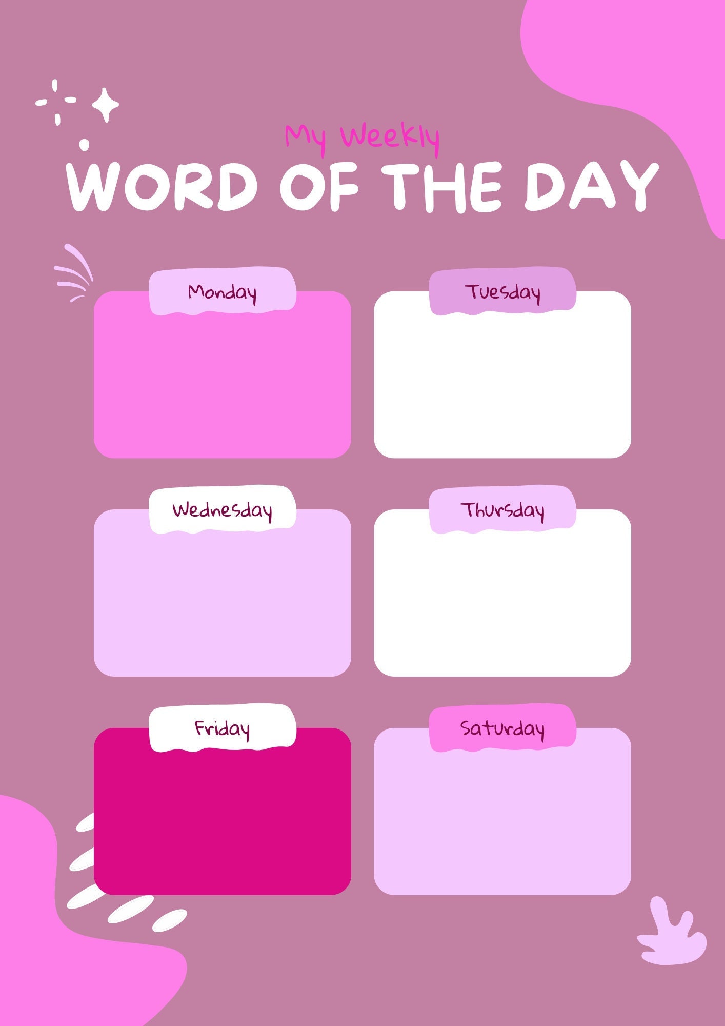 Word of the Day Worksheet in Pink. Download or Print. Keep - Etsy Word of the Day Worksheet in Pink. Download or Print. Keep - Etsy