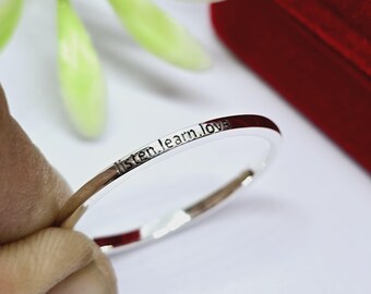Custom Sterling Silver Band Ring, Engraved Quote, Personalized Gift
