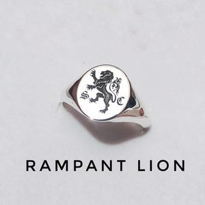 Men&#39;s Silver Ring, Rampant Lion Ring, Lion Jewelry For Men, Handmade Animal Signet Ring, Animal Jewelry, Leo Mens Ring, Rampant Ring For Men
