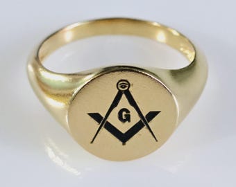 Masonic Signet Ring, 925 Silver Masonic Ring, Simple Masonic Ring, Freemasonry Ring, Ring With Freemasonry Symbol, Mens Square Compass Ring
