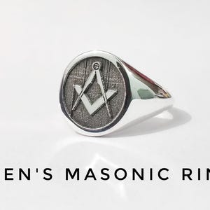 Masonic, Freemason ring , Masonic Ring, Lodge Number, Master Mason Rings, Mens Masonic Rings, G letter Masonic Jewelry, Free Mason Ring, Him