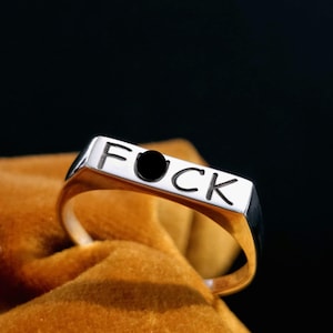 Fxck Ring - Bar Fxck Ring - 925 sterlingzilver Fxck off - Fxck it Ring - Breakup Gift - Middelvingerring - Zegelring - Statementring