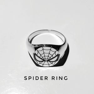 Personalized Sterling Silver Spiderman web Ring, Halloween - Gothic Signet Rings - Geek Jewelry - Kids Superhero Ring - Witch/Jeek Ring Gift