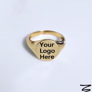 Custom Gold Signet Ring • Personalized Logo Engraved Ring • Custom Initials Monogram Jewelry • Men’s & Women’s Gift • Minimalist Statement