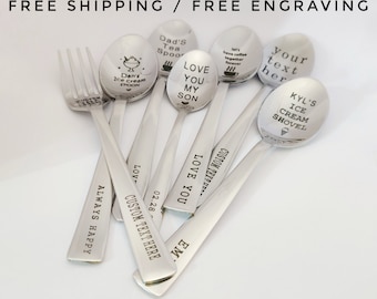 Custom Engraved Stainless Steel Spoon, Personalized Message