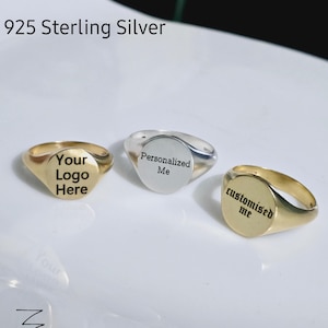 Oval Pinky Signet Ring, Engraving, 925 Sterling Silver Signet ring Mens, Womens, Pinky ring, Oval ring, Custom Rings, Personalized Ring Gift