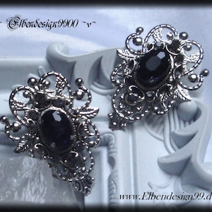 Hair clips Elbendesign99 hair clips with dark purple rhinestones Victorian hair accessories Steampunk Gothic Renaissance
