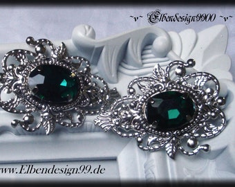 Elbendesign99 pinzas para el cabello con pedrería color esmeralda Accesorios para el cabello victorianos Steampunk Gótico