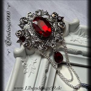 Brooch Elbendesign99 pin with blue rhinestones Victorian jewelry Steampunk Gothic Avantgarde statement wedding jewelry