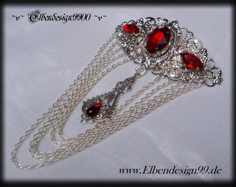 Haarspange Elbendesign99 Haarcollier mit dunkelroten Strasssteinen viktorianischer Haarschmuck Steampunk Gothic Barette