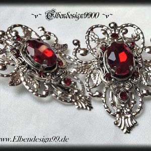 Hair clips Elbendesign99 hair clips with dark red rhinestones Victorian hair accessories Steampunk Gothic Renaissance