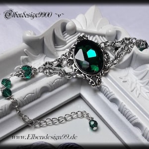 Armband smaragdkleurig glassteen armsieraad met donkergroene strass Victoriaanse handsieraden Steampunk Gothic Queen