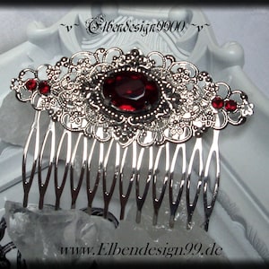 Hair comb Elbendesign99 Comb with dark red rhinestones Victorian hair accessories Steampunk Gothic