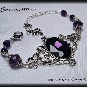 Armband bruidssieraden armsieraden met donkerpaarse glazen facetsteen Victoriaanse handsieraden Steampunk Gotiek Renaissance paars Avantgarde