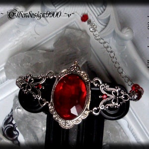 Bracelet Elbendesign99 Arm jewelry with dark red rhinestones Victorian hand jewelry Steampunk Gothic