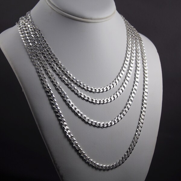 H&J Jewelry Men's 8mm Stainless Steel Cuban Curb Link Chain – Diamond Cut, Silver, Lobster Claw Closure