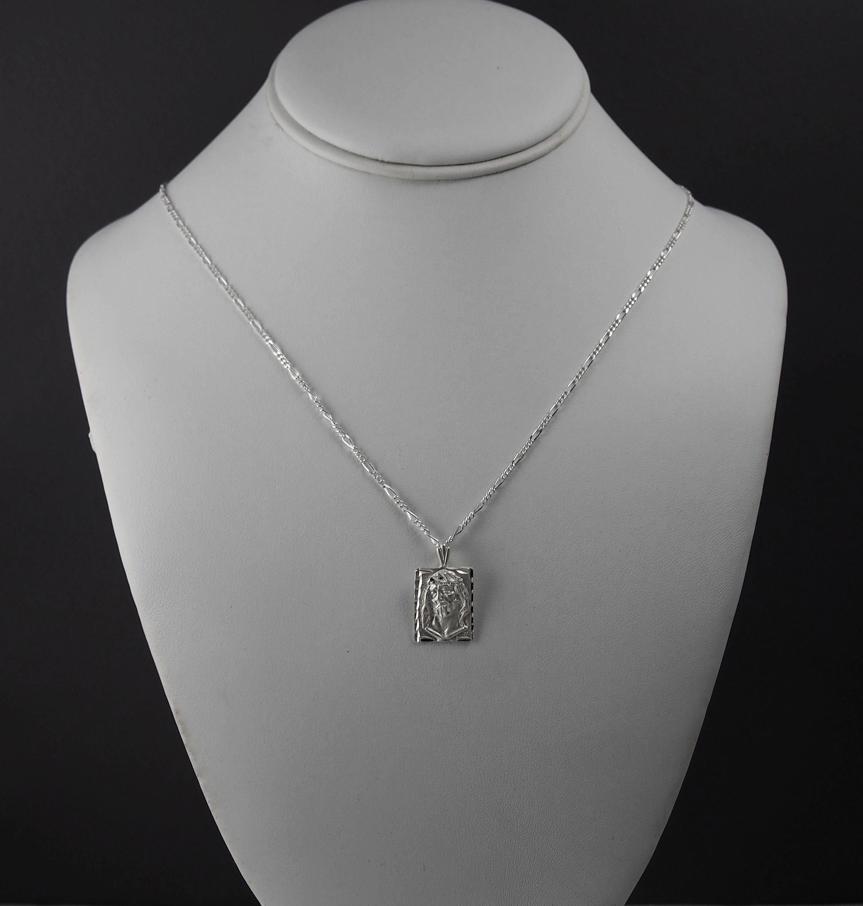 Sterling Silver Jesus Pendant & 22