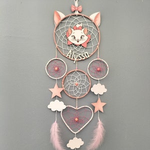 Aristocats inspired dreamcatcher pink and white dreamcatcher