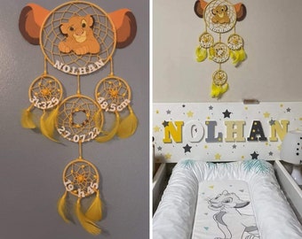 Simba König der Löwen Traumfänger Vorname Geburtsdatum Traumfänger für Kinderzimmer Jungenzimmer Unikat Geburtstagsgeschenk