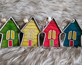 SVG* File ONLY*NOT a physical product. Colorful Newfoundland House Mummer Ornament and Earring