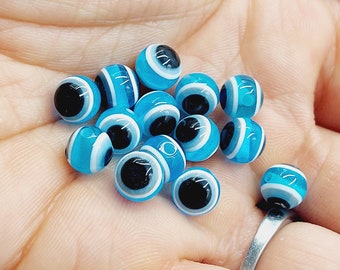 20 Evil Eye Beads BULK Nazar Charms (Evil eye protection beads, blue all seeing eye) - G29A