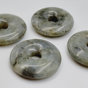 Labradorite Crystal Donut Charms - Gemstone donut pendant circle with hole jewelry crafting supplies - G10A