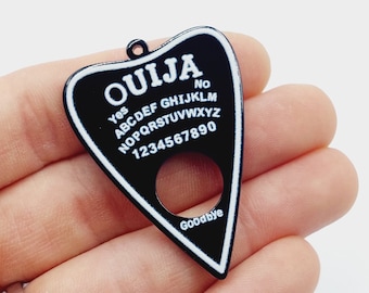 1 Ouija Planchette Charm ( Ouija Sprechende Tafel Charm Halloween Schwarz weiß Acryl) - KAJ8