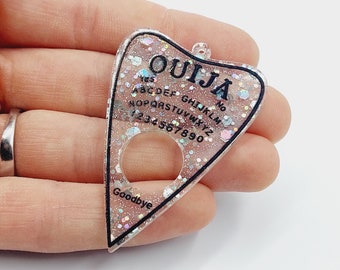 2 Ouija Planchette Charms (transparent Glitzer Pailletten Ouija Sprechendes Brett Charm Halloween Acryl) - C2