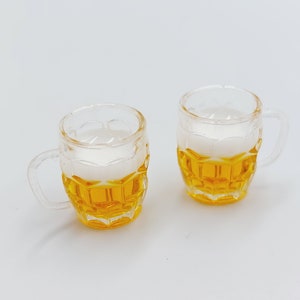 2 breloques miniatures en verre à bière Imitation micro-tasse, pinte d'ornement, accessoires pour maison de poupée, décorations, cadeau, boisson G50B image 2