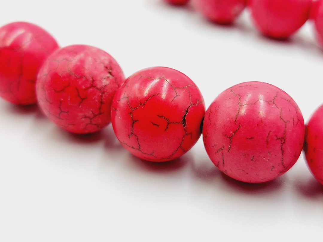 Pink Howlite Beads on String (3 Different Sizes) - Fuchia Tone Gemstone ...