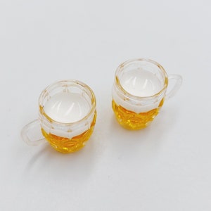 2 breloques miniatures en verre à bière Imitation micro-tasse, pinte d'ornement, accessoires pour maison de poupée, décorations, cadeau, boisson G50B image 4