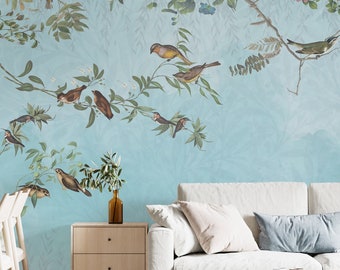 Tapeta w kwiaty w stylu vintage Chinoiserie, samoprzylepna, usuwalna