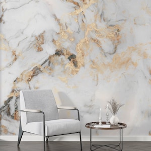 White and Gray Marble Wallpaper Peel and Stick, Soft Marble Wall Mural,Marble Look Removable Wallpaper,Abstract Art Home Decor