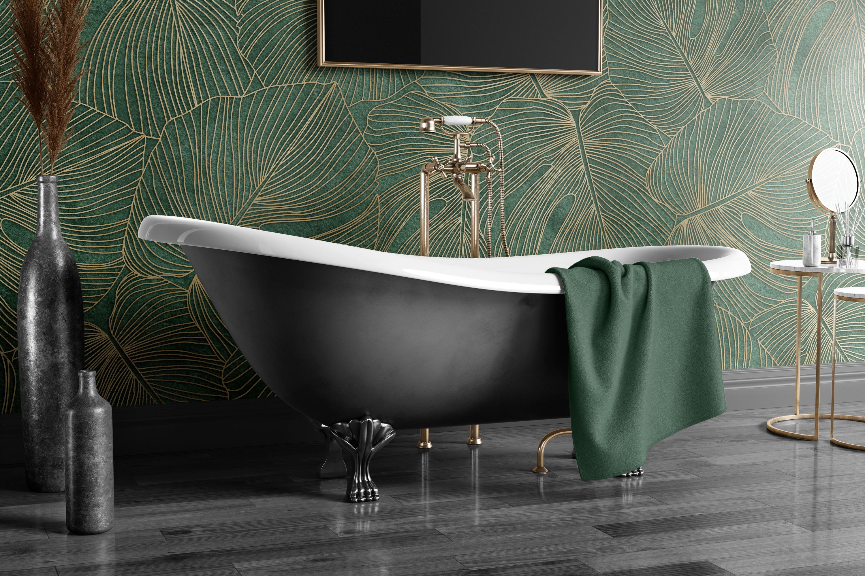 Emerald Green Tropical Leaf Wallpaper | Luxury Palm Mural (peel and ...