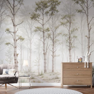 Woodland Wallpaper, Nature Wallpaper, Nursery Wallpaper, Living Room Wallpaper, Lobby Wallpaper, Cafe Wallpaper Mural, Forest Wallpaper