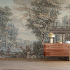 Landscape Wallpaper, Medieval Wallpaper,Vintage Mythological Wallpaper, Antique Greek Wallpaper, Removable Wall Mural,Landscape Mural image 3