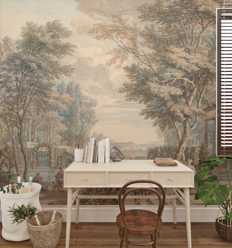 Landscape Wallpaper, Medieval Wallpaper,Vintage Mythological Wallpaper, Antique Greek Wallpaper, Removable Wall Mural,Landscape Mural image 4