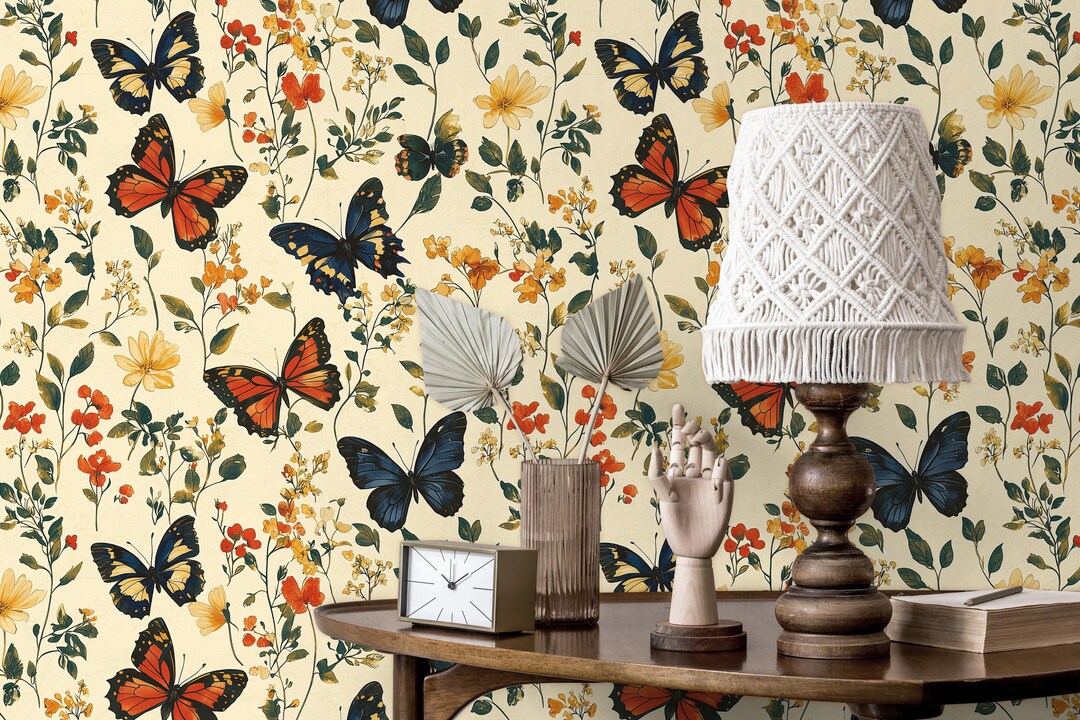 Vivid Butterfly Wallpaper | Peel & Stick | Floral Decor, Modern Wall ...