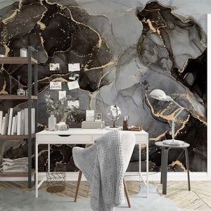Gray Marble Texture Wall Mural, Luxury Art Marble Wallpaper, Peel and Stick Marble Wallpaper, Hair Saloon Decor Wallpaper, Home Decor