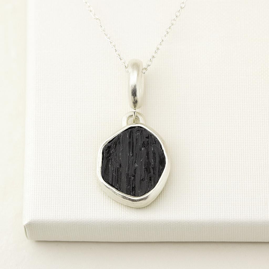 Tormalina Nera Pietra Ciondolo In Tormalina Nera Naturale Del Brasile, Con Catena In Acciaio Inox Da 20 Pollici, Per Energia E Stile Ciondolo Tormalina - Foto 11