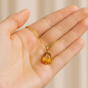 Citrine Pendant Necklace – Natural Gemstone Jewelry | November Birthstone, Abundance & Prosperity Positive Energy Necklace
