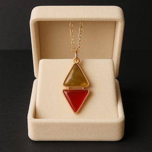 Citrine & Carnelian Pendant: Geometric Energy Necklace | Energy Amplifier and Confidence Booster