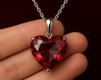 Red Quartz Heart Pendant Necklace | Romantic Crystal Jewelry | Love & Passion