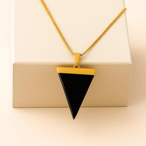 Black Obsidian Triangle Pendant Necklace | Luxury Protection Crystal Jewelry | Grounding & Energy Shield