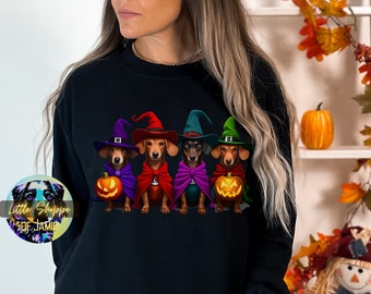 Dachshund Halloween sweatshirt wiener dog shirt dog lover gift Halloween shirts Dachshund mom gift Halloween gifts autumn sweater cozy shirt