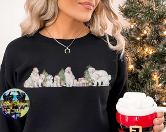 Bluza z choinką z psami rasy Pirenejski Boże Narodzenie sweter dla psa sweter dla miłośnika psów koszulka dla mamy psa prezent dla mamy Pirenejski przytulny świąteczny sweter prezent