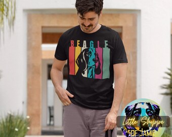 Beagle silueta camiseta gráfica Beagle propietario regalo moderno pop art streetwear camiseta colorida perro amante regalo Beagle camisa Beagle mamá regalo