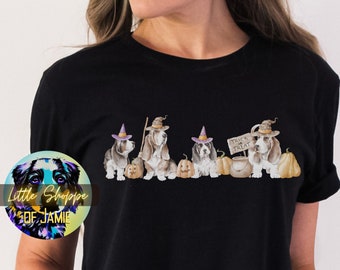 Basset Hound Halloween T-shirt amante del cane regalo Basset mamma camicia Halloween cane camicie autunno camicia regali autunnali cane mamma regali regalo cane Halloween