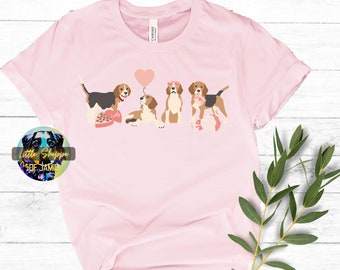 Beagle Alla hjärtans dag-T-shirt Beagle-grafik-t-shirt hundälskare present söta alla hjärtans dag-presenter Beagle mamma-tröjor Beagle uppfödare alla hjärtans dag söta presenter