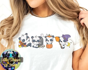 Söt Panda Halloween-t-shirt Pandaälskare present Pandaskjorta Halloween-present Halloween-skjorta Höstskjorta höstpresent Panda-present bus-or-treat